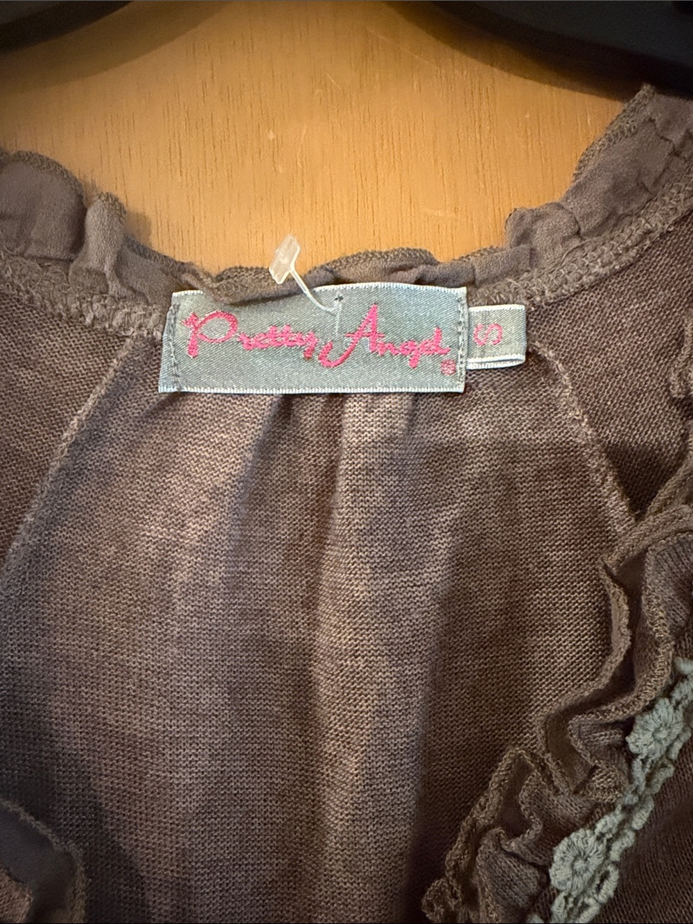 Pretty Angel Women’s Linen Layered Lace Top Whimsigoth Taupe Brown Size Small - Picture 6 of 9